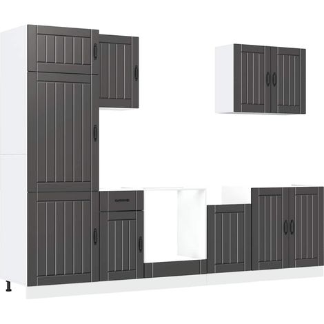 Maison Exclusive - Set Mobili da Cucina 7 pz Lucca Neri Legno Multistrato