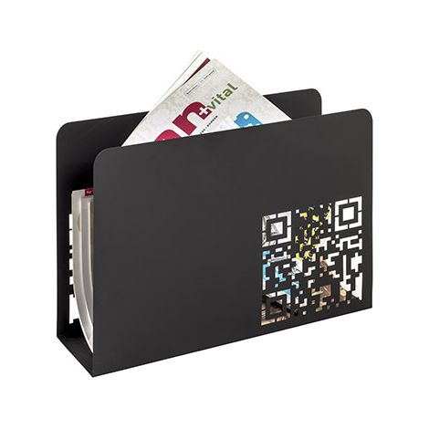 Porte-revues avec QR code en métal laqué noir