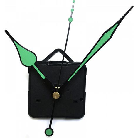 Mouvement d'horloge Mécanisme d'horloge silencieuse Kits d'horloge de rechange Pièces de mécanisme de mouvements d'horloge murale DIY avec 3 aiguilles fluorescentes sans pile (Noir) (1/5)