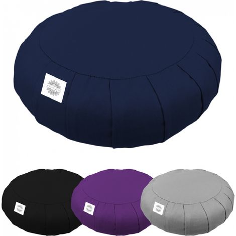 Pouf, zafu, coussin de méditation, yoga - Rond - 38 x 38 x 13 cm - Bleu - Vivezen