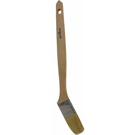 Pennello piatto 45 mm pennellessa obliquo con manico in legno lungo e collo angolare per lavori di precisione radiatori termosifone da pittore (1/3)