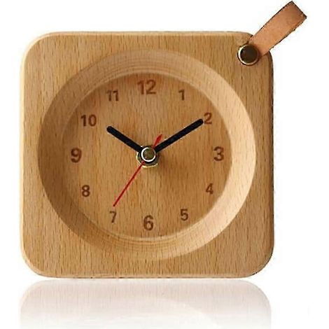 Petit réveil en bois silencieux et facile à utiliser - un design adapté aux enfants, ce qui en fait le cadeau idéal pour les enfants. (1/4)