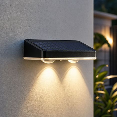 Applique a LED solare con 3 lenti, luce calda/bianca, impermeabile IP65, senza fili, ideale per giardino, patio e recinzione, 13x6 cm. (1/4)