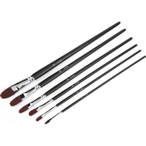 Lot de 6 pinceaux en nylon, adaptés à l'aquarelle, à l'acrylique, à la gouache et à la peinture à l'huile, type B (1/5)