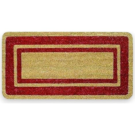 Felpudo rectangular coco rojo doble banda grosor 17 mm fondo pvc para entrada hogar elegante y resistente