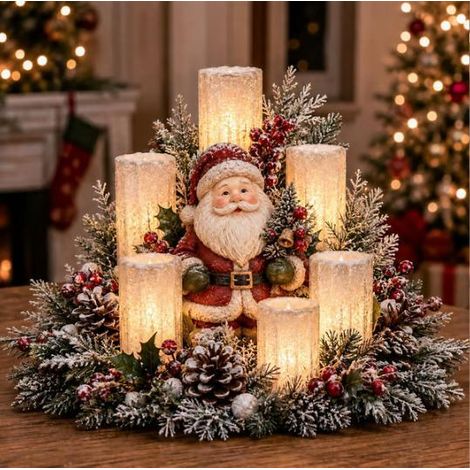 Kreatives Weihnachtsbeleuchtungs-Tischgesteck mit flammenloser Kerze – Weihnachtsgeschenk für Zuhause – Stil B
