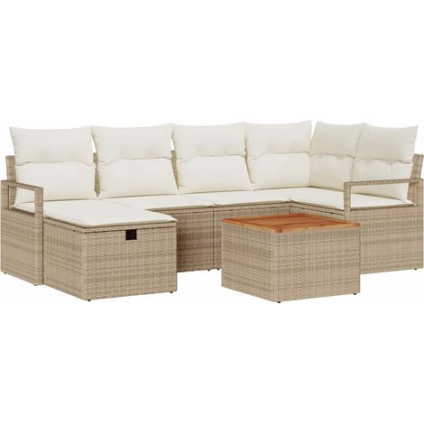 Garden Sofa Set 7 pcs Beige Poly rattan vidaXL (1/5)