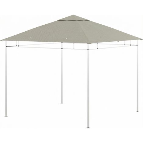 Toile de rechange pour pavillon tonnelle tente toit de remplacement gazebo de jardin polyester 180 g/m² 3 x 3 m gris (1/5)