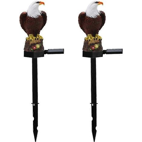 Set mit 2 Adler-Solar-Gartenleuchten, adlerförmige Solar-Erdspießstrahler zur Rasenbeleuchtung. (1/5)