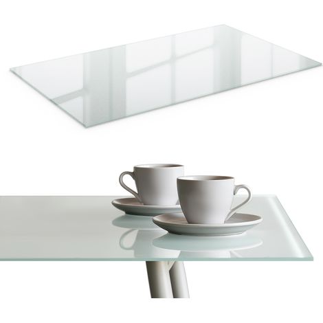 Plateau de table - en verre givré - pour table de salon - pour table de bureau - pour table basse - en verre trempé - 100x60 cm (1/5)