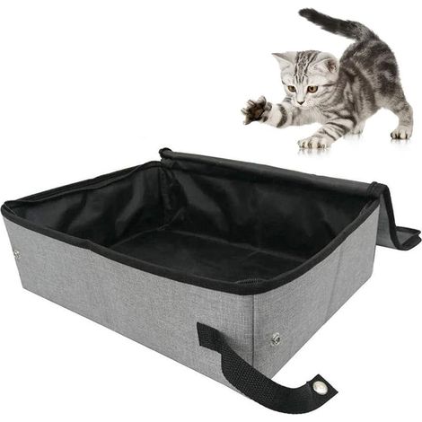 Couvercle bac à litière pour chat Bac à litière pour chat - Imperméable - Pliable - Avec housse pour un transport facile - Taille S 403010cm (1/5)