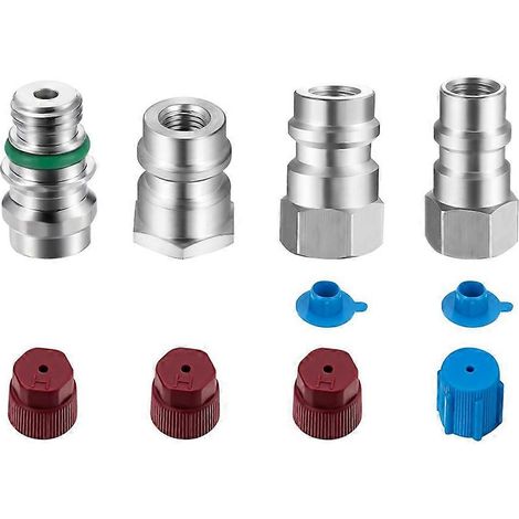 Adaptateur de conversion VA-LH11 pour climatisation R-12 vers R-134a (4 pièces) pour filetage SAE 1/4" côté basse et haute pression (1/5)