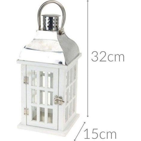 Home-Styling-Collection Linterna elegante blanca 35 cm