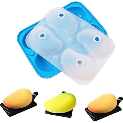 Moule en silicone fruits 3D mangue, 4 cavités, pour pâtisserie, mousse, glace et pudding. (1/5)