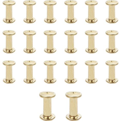 Lot de 20 vis Chicago M5x12mm Vis de reliure Rivet à clous en métal Vis Chicago à tête cruciforme pour ceinture en cuir Bricolage Livre de scrapbooking - Couleur or (1/5)