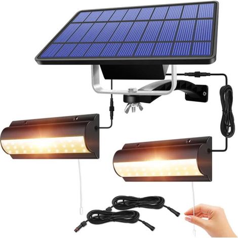 Lampe solaire d'extérieur étanche avec interrupteur de Suspension automatique, capteur, double tête, lumière de jardin pour jardin, Patio, blanc chaud (1/5)