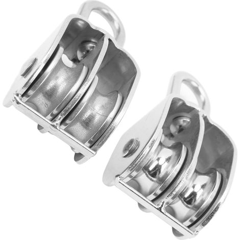 Poulie Double M32 en Acier Inoxydable avec Roulement - Rotation 360° pour Système de Levage (1/5)