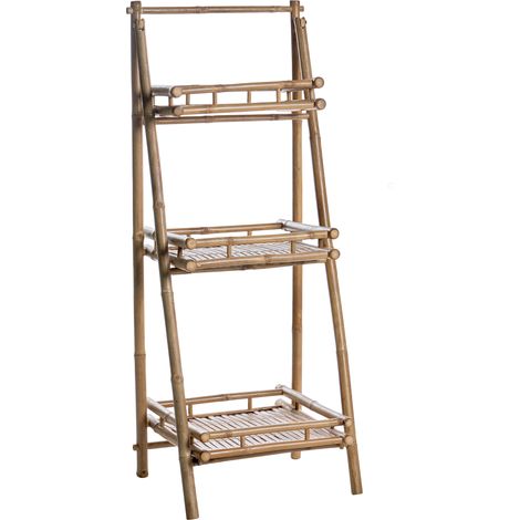Estantería de baño con 3 estantes baldas plegables estilo escandinavo de bambú natural Epuyen