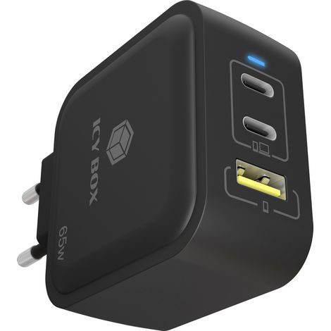 ICY BOX GaN Wandladegerät USB-C® Adapter 65 W Schwarz (1/5)