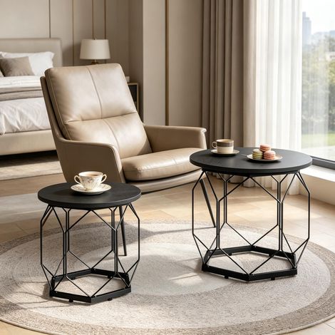 2PCS Sofa Tisch,Couchtische,Auffallender Design Couchtische,Runder Beistelltische mit abnehmbarer Tischplatte(nur mit Couchtisch) (1/5)
