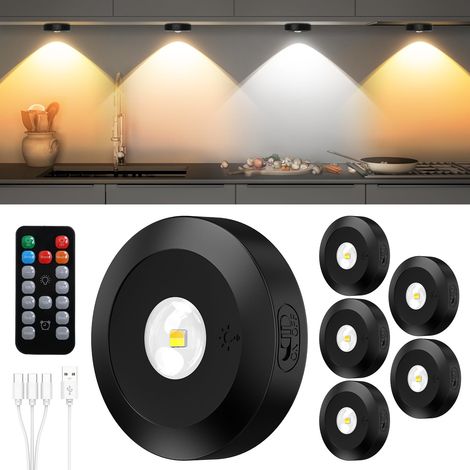 Éclairage de vitrine LED Spot 2400 mAh Batterie sans fil Intensité variable Éclairage d'armoire Éclairage d'étagère 3 températures de couleur Timing Batterie magnétique LED pour éclairage de (1/5)