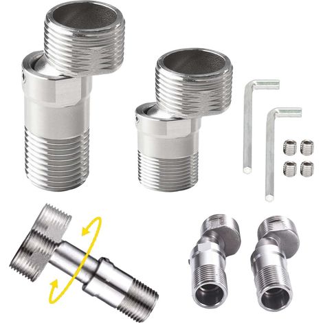2 Raccord Excentré Mitigeur 1/2 3/4 in, Shower Faucet Adapter, Adjustable Shower Faucet Adaptor Raccord Excentré mitigeur, raccord Plomberie Mitigeur Douche pour Robinets Muraux (1/5)