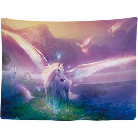 x Tapisserie Murale Décorative Chambre Licorne Unicorn Cheval 200 Grand Tapestry Aesthetic Wall Décoration Panoramique 150 cm 200 x 150 cm (1/5)
