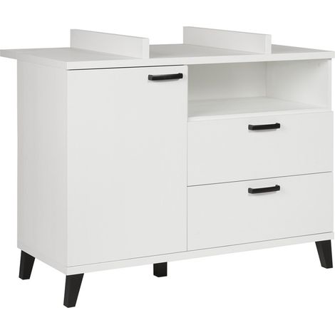 Cómoda para bebé robusta con cambiador integrado color blanco colección DANAÉ.
