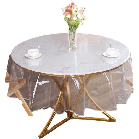 Mantel protector, transparente, impermeable, resistente a los arañazos, de PVC, para mesa de comedor y mesa. (1/5)