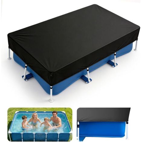 Cubierta rectangular para piscina, 225 x 150 cm, cubierta para piscinas elevadas, verano e invierno, cubierta impermeable para piscina, resistente a los rayos UV. (1/5)