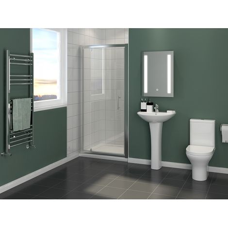 ELEGANT 760mm Pivot Shower Door Single Door Reversible Shower Enclosure (1/5)