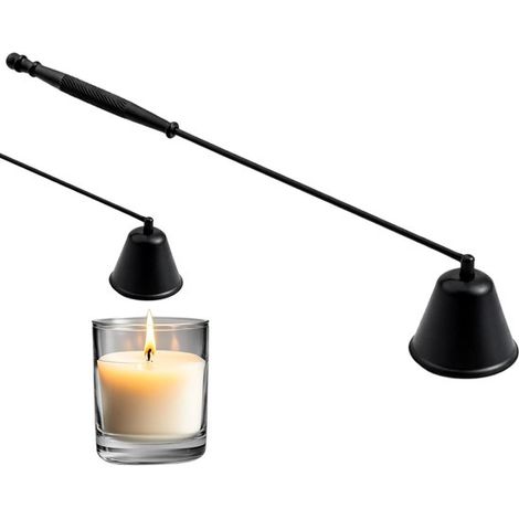 Portavelas de acero inoxidable，extintor de velas negro，extintor de velas con mango，campana para velas，hecho de acero inoxidable (1/5)