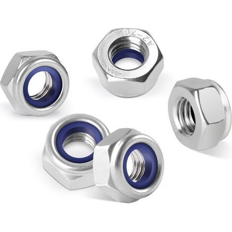 Ecrou Nylstop M8, 20 Pièces Écrou Inox A2 V2A, Ecrou Frein Hexagonal de Blocage en Nylon, Écrou Autobloquent, Filetage Métrique Standard Écrous, pour Vis et Boulon (ISO 105110 / DIN 985) (1/5)
