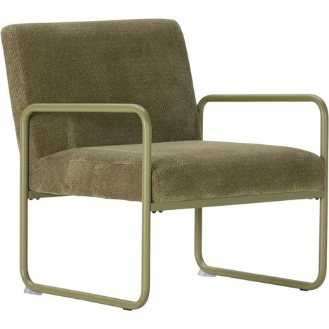 Fauteuil structure métallique forme luge assise tissu maille douce vert - CIVEN (1/5)
