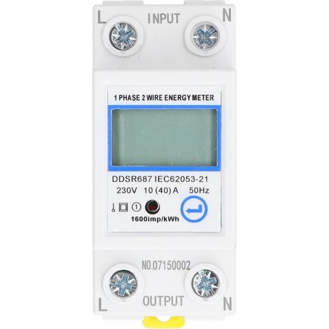 Compteur électrique monophasé 2 fils avec écran LCD, pour tableau électrique sur rail DIN, mesure de consommation domestique (1/5)