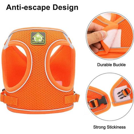 Harnais pour chat réglable en maille polyester – Anti-évasion réfléchissant – Confort ergonomique pour promenades – Taille M (1/5)