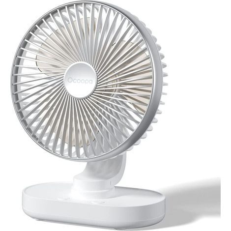 Ventilateur sur Pied Silencieux 30dB, Ventilateur USB Rechargeable 6600mAh avec 4 Vitesses et Oscillation Automatique, Idéal pour Bureau et Extérieur (1/4)