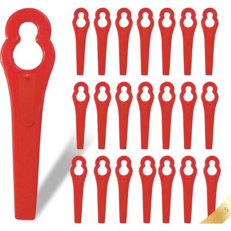 100 cuchillas de repuesto para desbrozadora, cuchillas de plástico de repuesto para cortacésped, color rojo (1/4)
