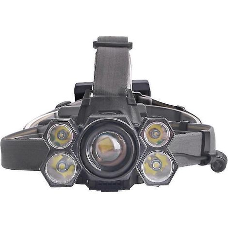Lampe frontale, lampe frontale LED, lampe frontale étanche rechargeable par USB pour le camping, la randonnée et la pêche en plein air. (1/5)
