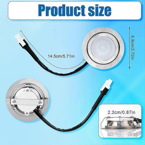 Lot de 2 ampoules LED pour hotte aspirante, ampoules de rechange LED encastrées en acier inoxydable pour hotte de cuisine, édition 12 V CC 0617 (1/4)