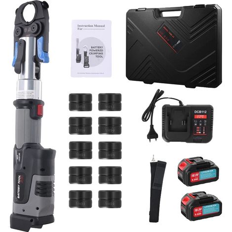 Outil de sertissage hydraulique électrique, sertissage rapide, kit professionnel, 2 batteries (1/2)