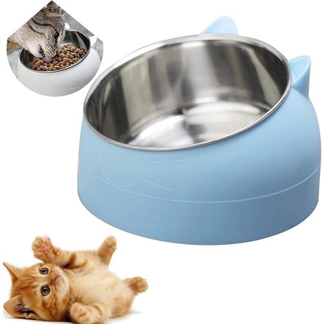 Juego de comederos para gatos y mascotas, comedero elevado e inclinado, comedero pequeño para perros, comedero extraíble de 200 ml para gatos y perros. (1/5)