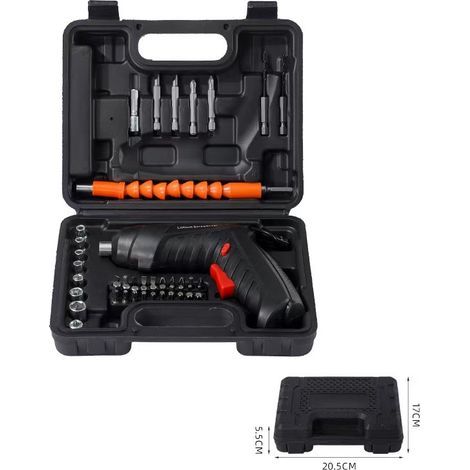 Tournevis électrique rechargeable, 47 en 1 tournevis électrique portable, adapté pour les projets de bricolage,avec boîte de tournevis électrique (1/5)