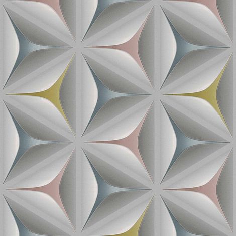 A.S. Creations – Papier peint fleuri géométrique – Tapisserie originale pour salon – Aspect satiné sur support intissé – Motif floral design