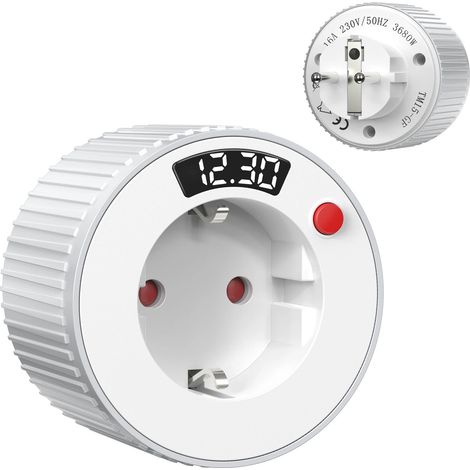 Minuteur de prise standard européen 3680 W, réglage rotatif de la durée, affichage LED (1/5)