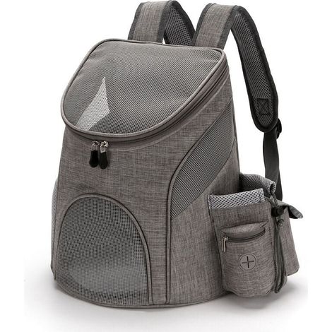 YMYNY Sac à dos de transport pour animaux de compagnie avec sac à crottes, compartiment pour friandises pour chats et chiens et bouteille d'eau, sac de transport respirant pour animaux de compagnie de (1/4)