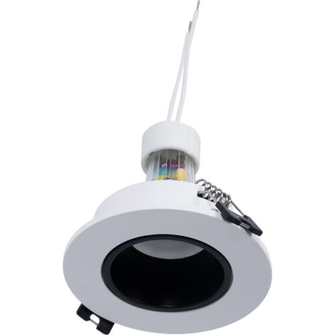 Kit Collerette spot encastrable Ø90mm (blanc/noir) + Ampoule - Blanc Chaud