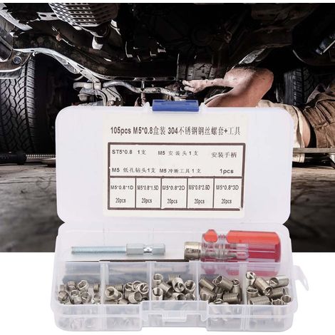 Kit de réparation de filetage en acier inoxydable (105 pièces) : manchons et inserts (M50,8). (1/5)