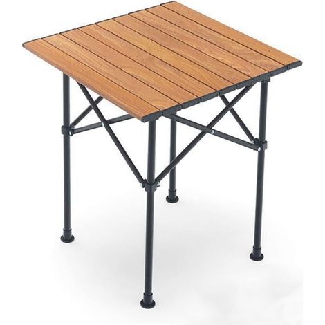 Table pliante d\'extérieur, équipement de pique-nique/barbecue portable en acier, table pliante avec dossier pour véhicule (1/4)