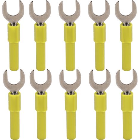 10pcs Fiches Banane Type U Forme 8mm Connecteurs Banane Jaune pour Multimètre Usage Électronique (1/5)